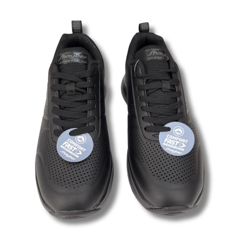 Zapatillas Running Hombre J'Hayber Champer Black Negro Piel Antideslizantes 3/5