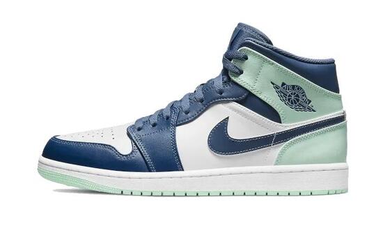 Scarpe - sport walking - uomo - pelle silhouette mid - Jordan 1 Mid - blu/mint