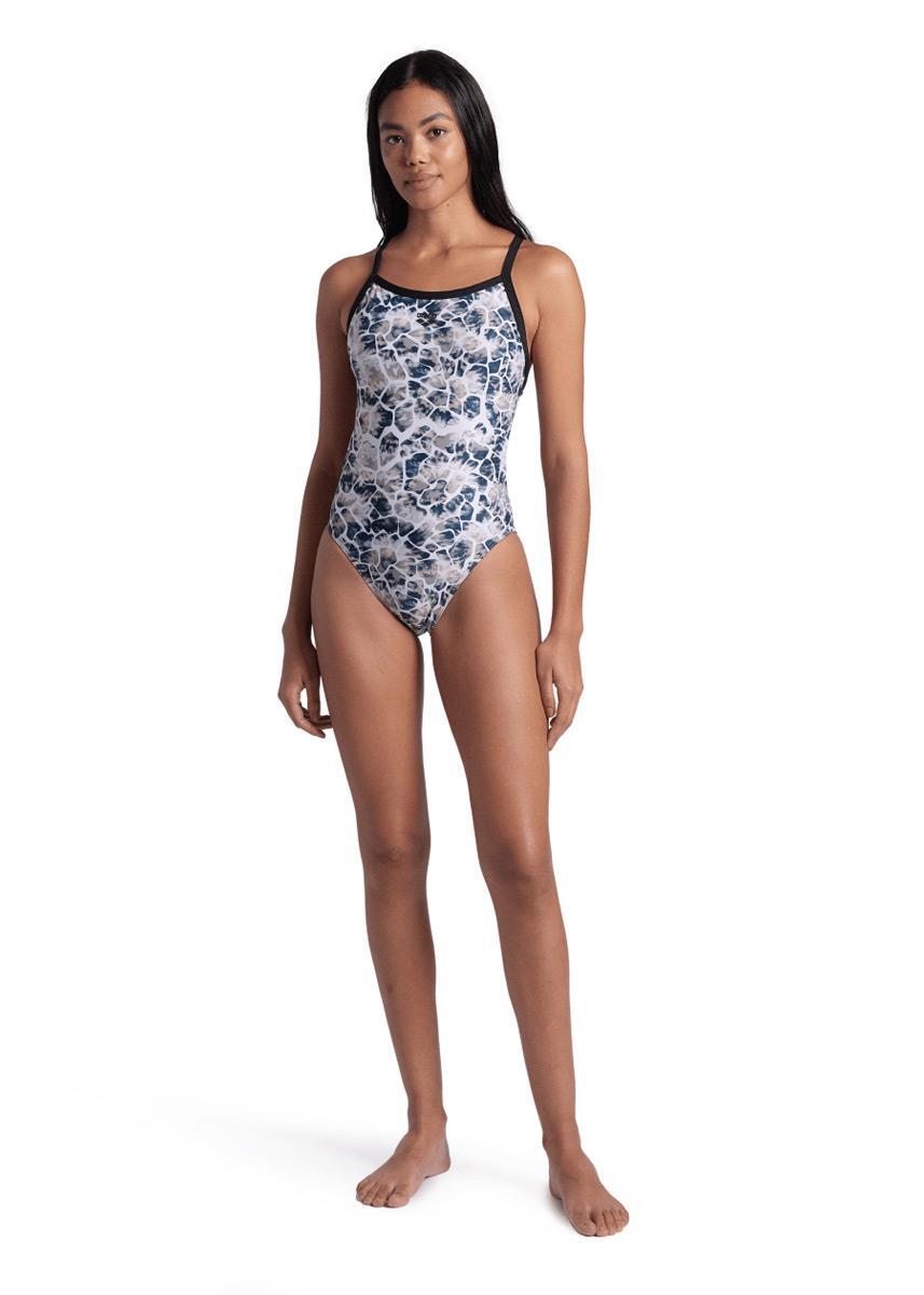 Arena Earth X Criss Cross Back Badeanzug - Schwarz / Weiß Multi - Größe 28 5/6