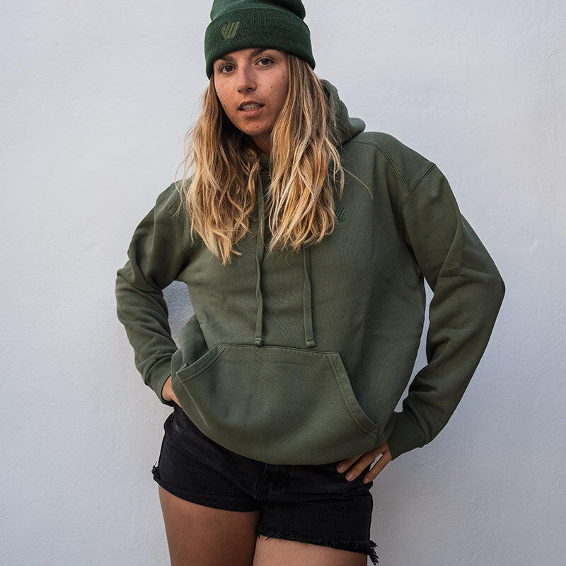 Sudadera con capucha de algodón orgánico – Caqui 3/4