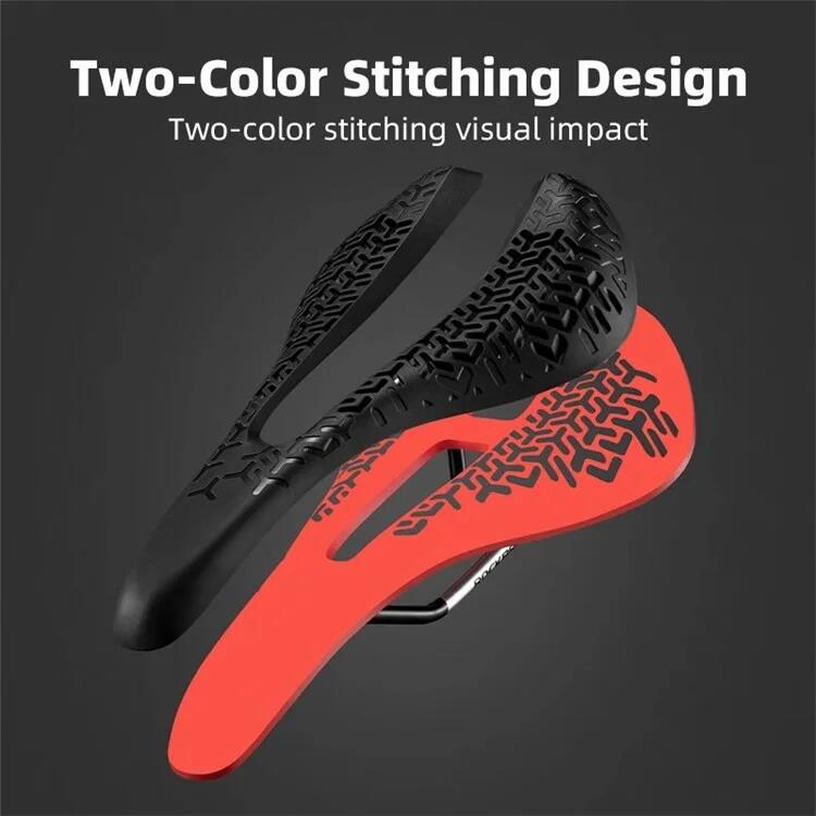 Selle de vélo TPEE+PA66 respirante – Coussin de siège de vélo - Noir+Rouge 2/6