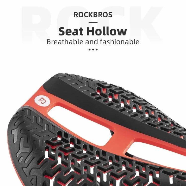 Selle de vélo TPEE+PA66 respirante – Coussin de siège de vélo - Noir+Rouge 4/6