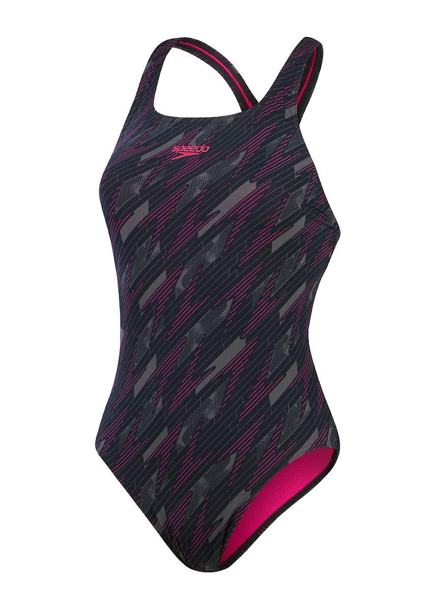 Maillot Speedo HyperBoom Allover Medalist Femme - Noir/Rose UK 28 3/6