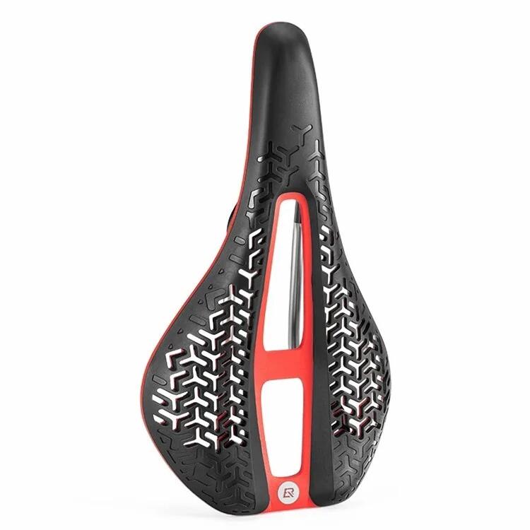 ROCKBROS Sella per Bici TPEE+PA66 Traspirante – Cuscino Sella Bici - Nero+Rosso