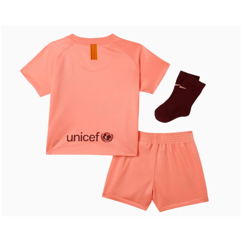 Equipación Fútbol Niños Nike FC Barcelona Salmón Transpirable 3/3