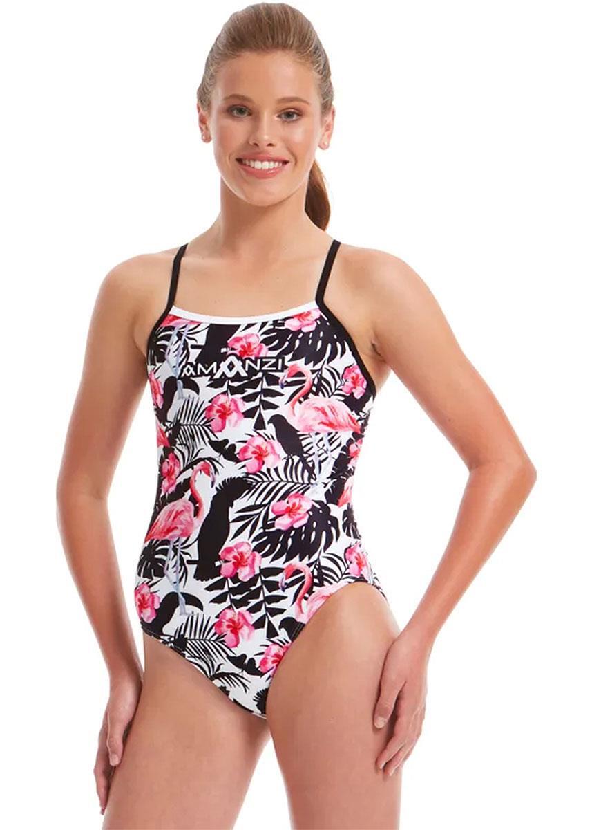 Fato de banho AMANZI Glamingo mulher - padrão tropical - Tamanho UK 34/EU 44 2/6