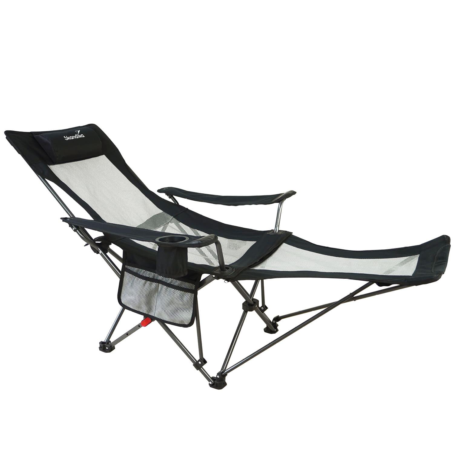 Skandika - Seconde Vie - Chaise Pliante Relax Toras - Avec Repose-pieds - Camping - Chaise - Noir - Taille Unique - Decathlon