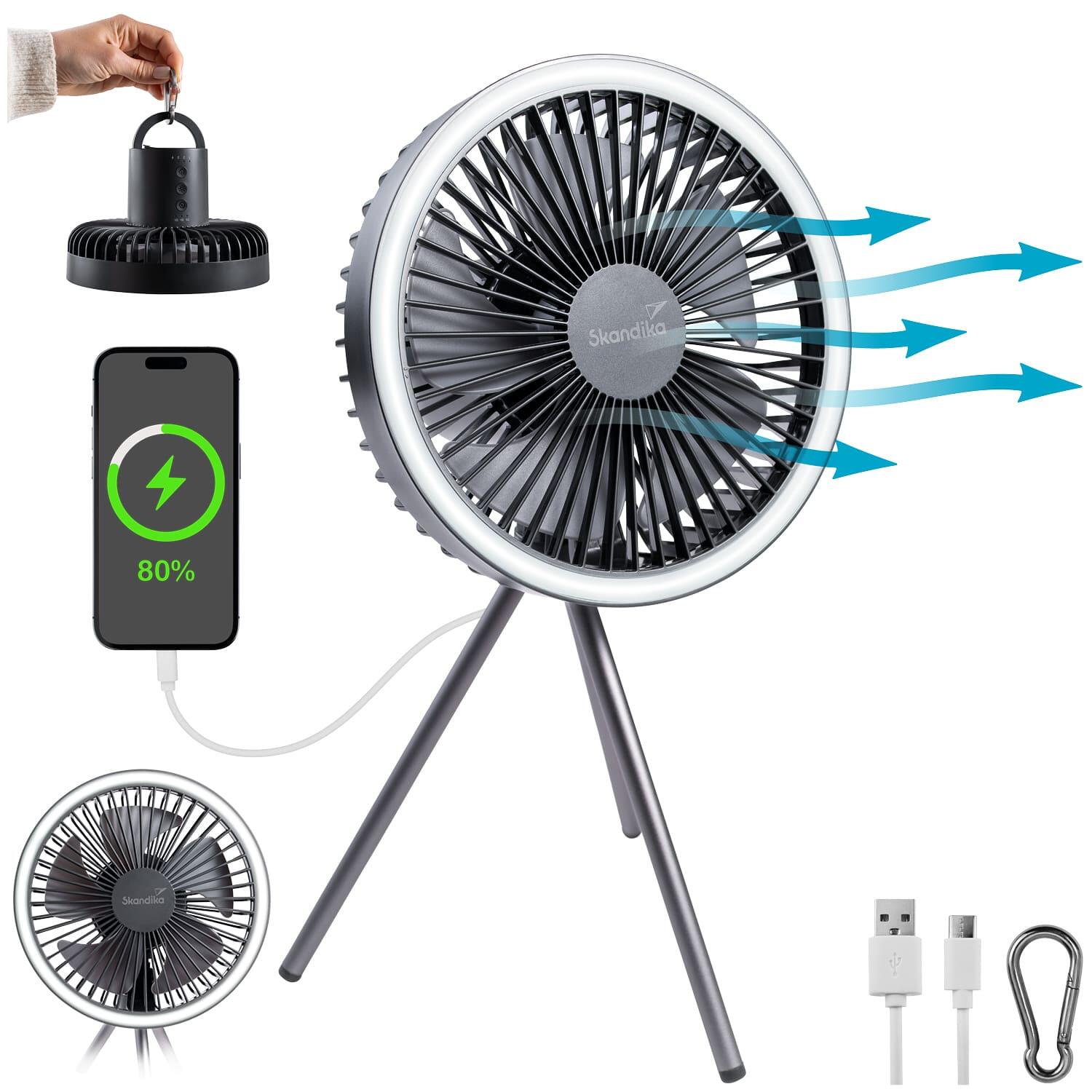 SKANDIKA Kempingová lampa Solvind s ventilátorem bílé kruhové světlo 3stupňová