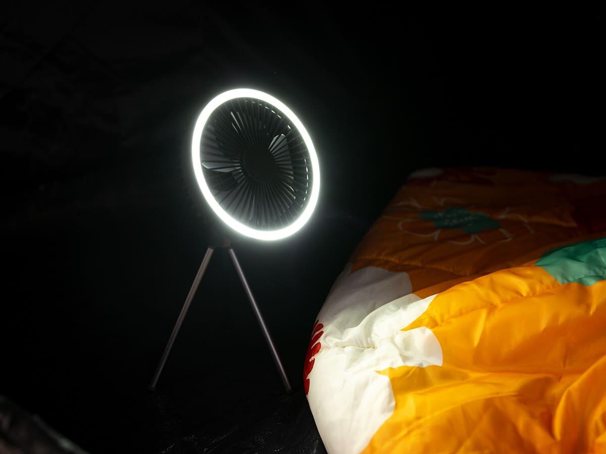 Kempingová lampa Solvind s ventilátorem bílé kruhové světlo 3stupňová 5/7