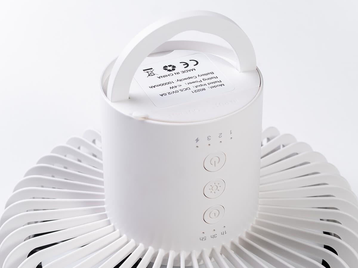 Campinglampe Solvind mit Ventilator - Ringlicht weiß - Dreistufig dimmbar 3/8
