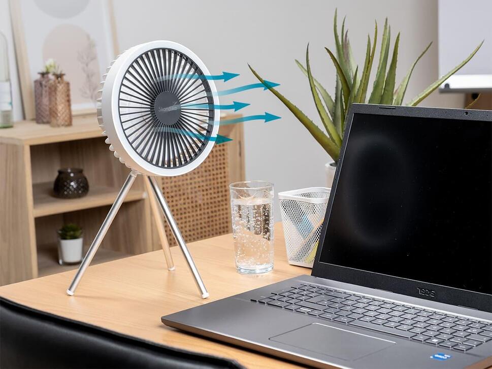 Lampka lampa kempingowa turystyczna 3w1 Solvind, wentylator i powerbank