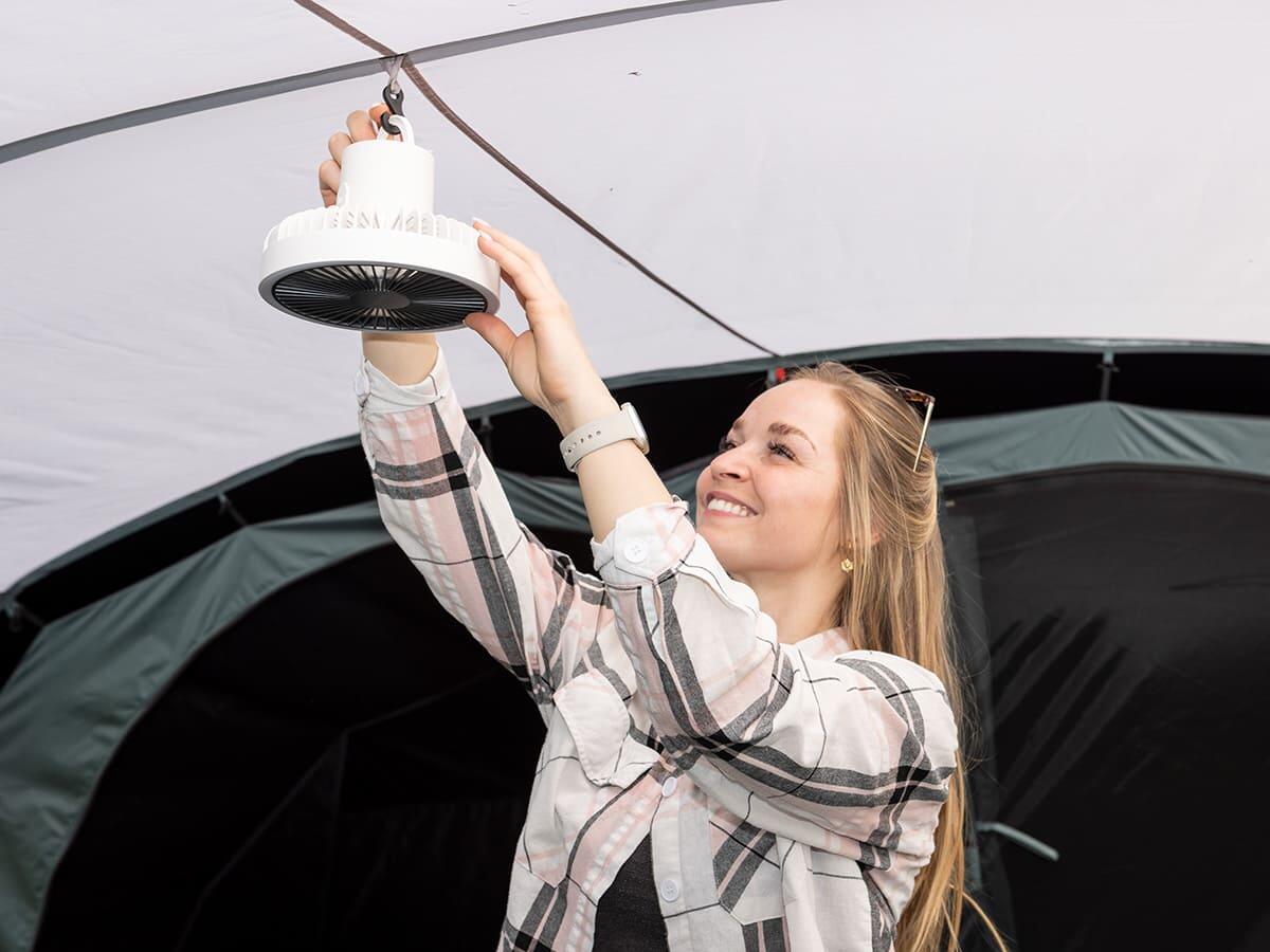 Campinglampe Solvind mit Ventilator - Ringlicht weiß - Dreistufig dimmbar 4/8