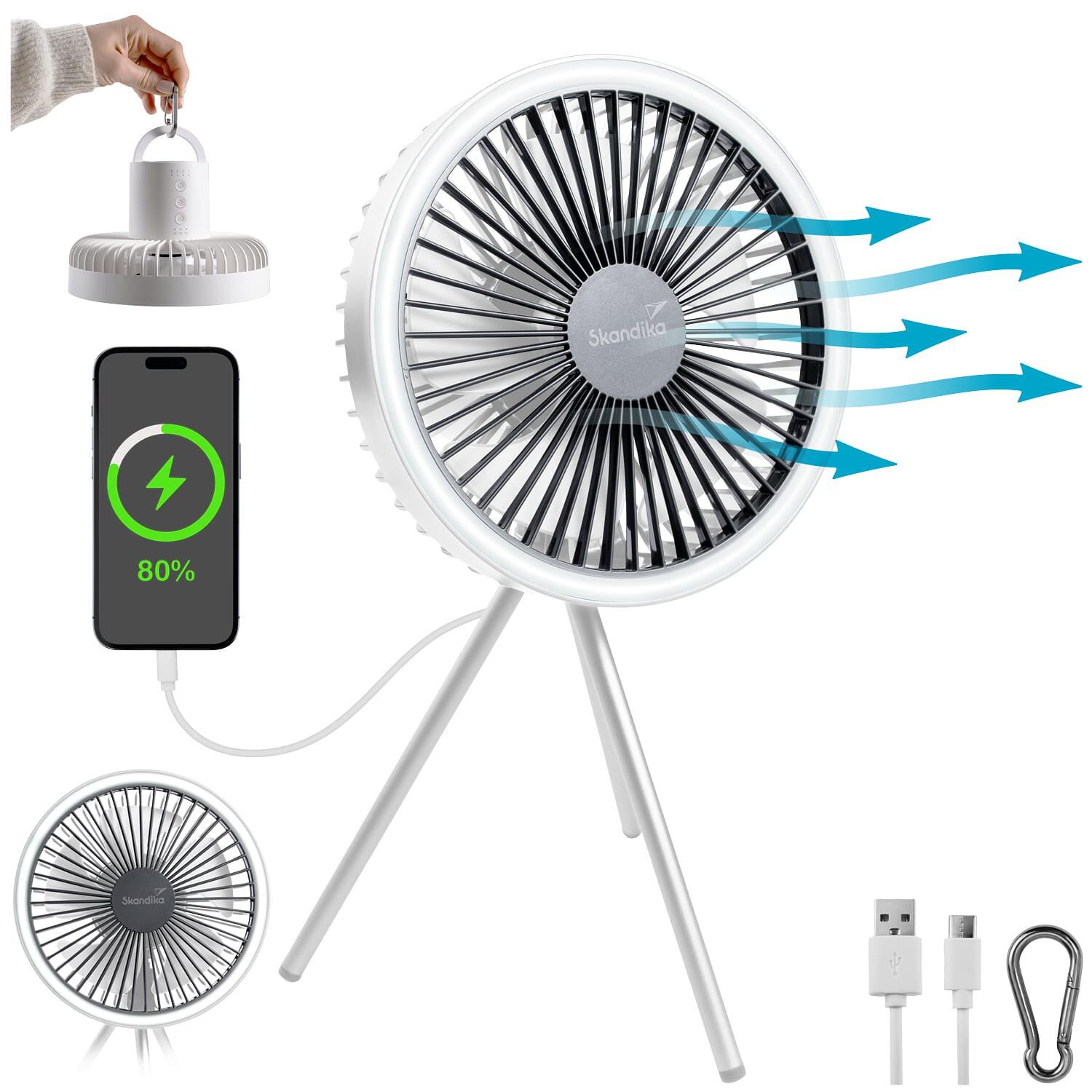 SKANDIKA Lámpara de camping Solvind con ventilador - luz anular blanca - 3 x regulable