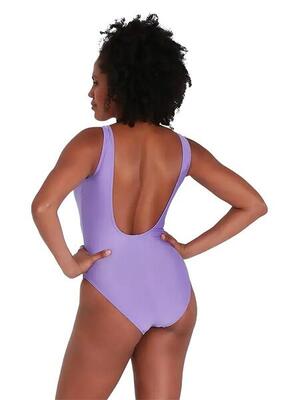 Speedo logo deep u-back badpak - paars / wit - uk maat 30