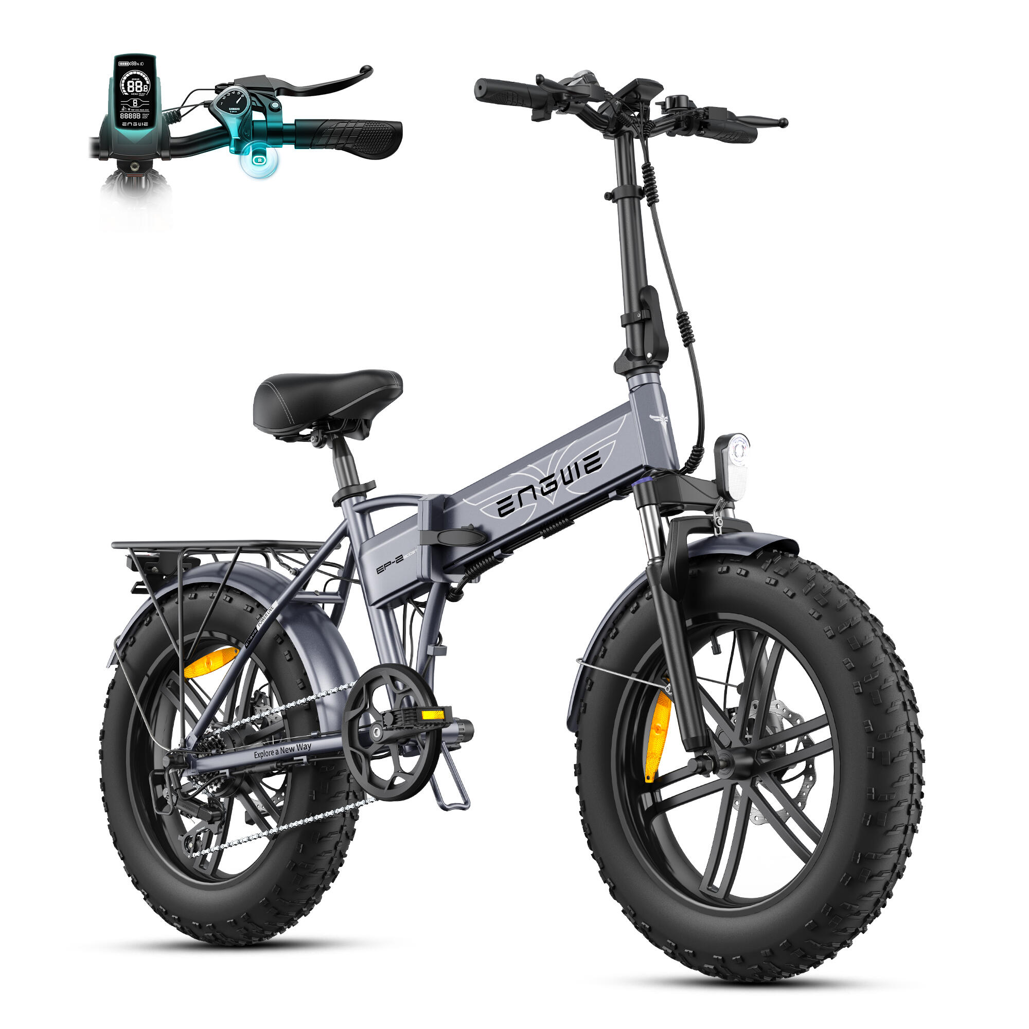 ENGWE Bicicleta eléctrica plegable con SHIMANO 7 velocidades, batería de 48 V y 13 Ah