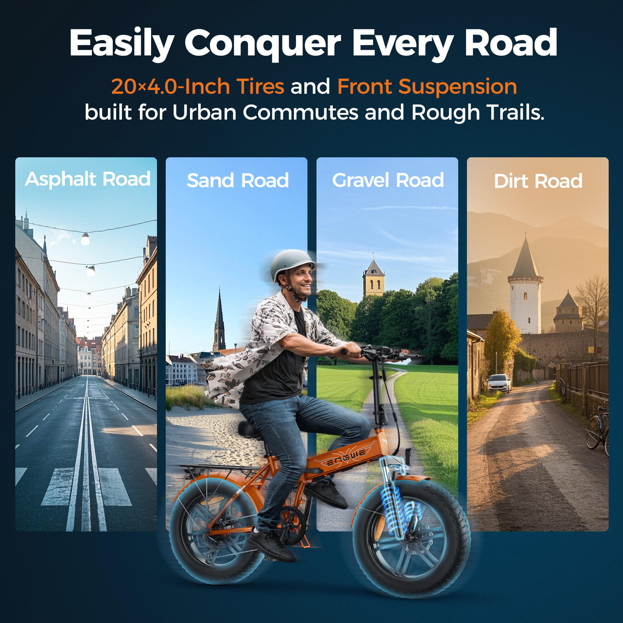 Bicicleta eléctrica plegable con SHIMANO 7 velocidades, batería de 48 V y 13 Ah 5/7