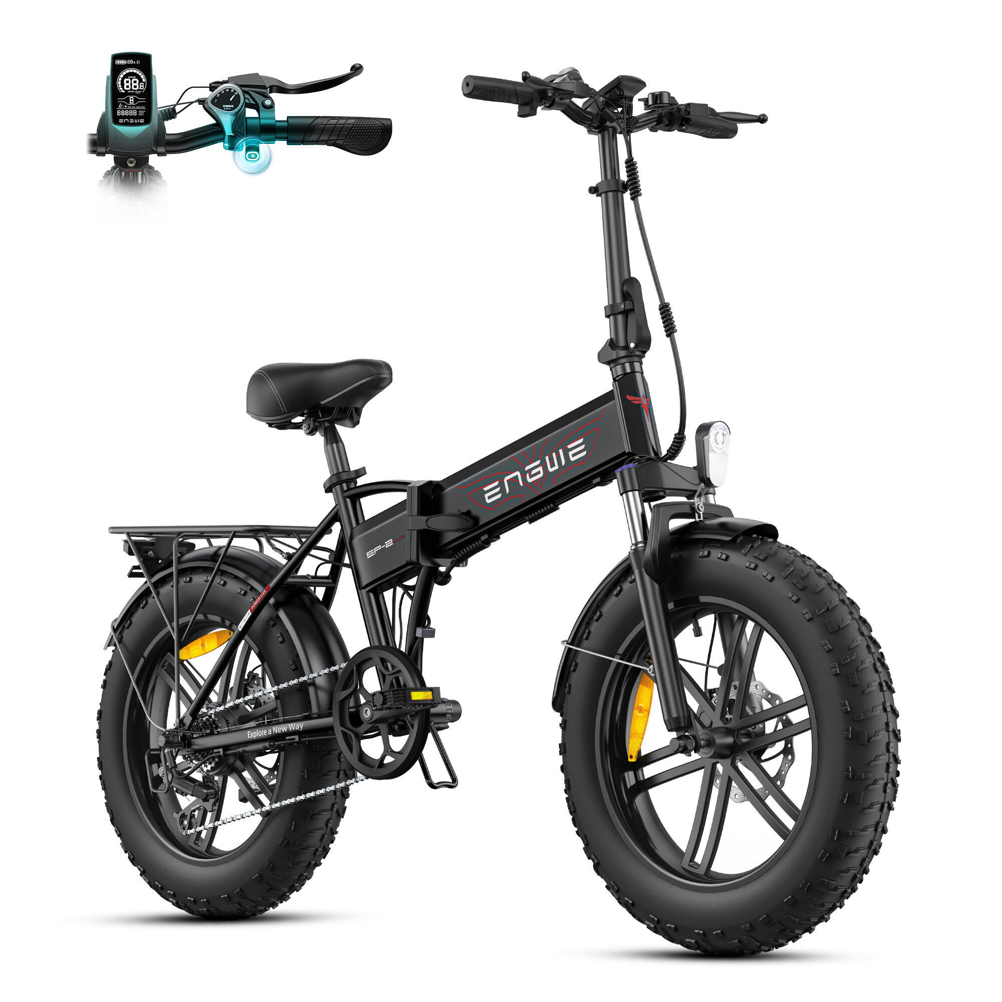 ENGWE Bicicleta eléctrica plegable con SHIMANO 7 velocidades, batería de 48 V y 13 Ah