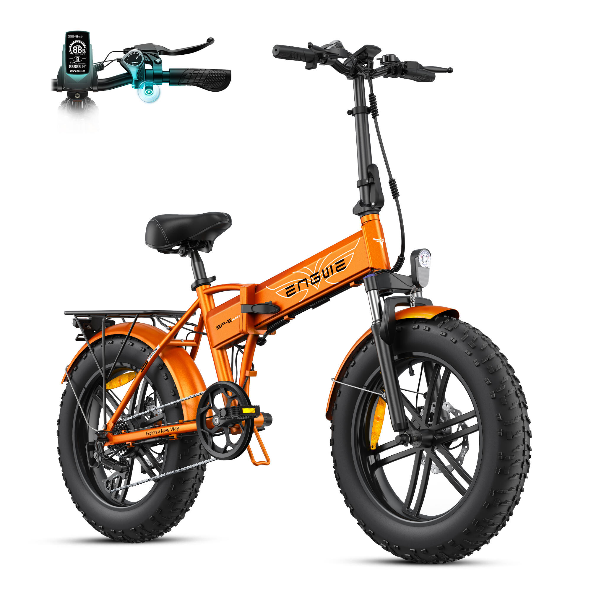 ENGWE Bicicleta eléctrica plegable con SHIMANO 7 velocidades, batería de 48 V y 13 Ah