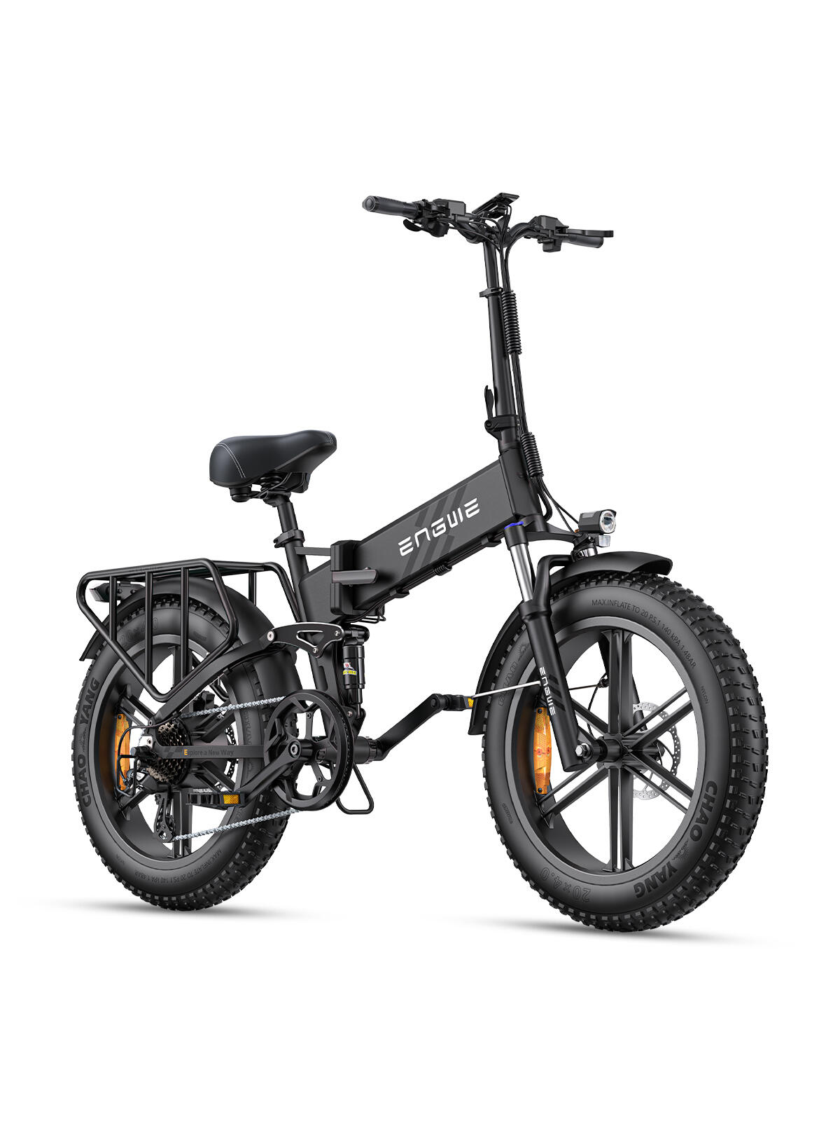ENGWE Bicicleta Eléctrica Dobrável com Bateria SHIMANO 8 Gang, 768 Wh 16Ah, 110 km