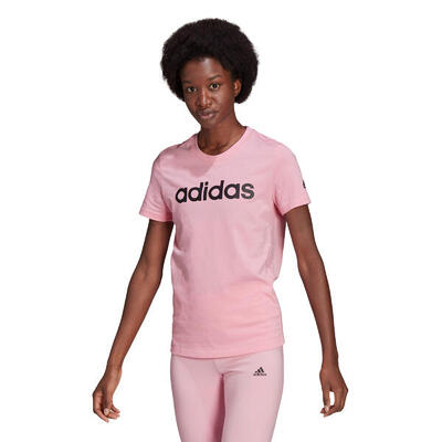 Damen Kurzarm-T-Shirt Adidas Loungewear Essentials Slim Logo Rosa