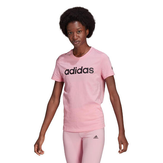 Koszulka z krótkim rękawem Damska Adidas Loungewear Essentials Slim Logo Różowy