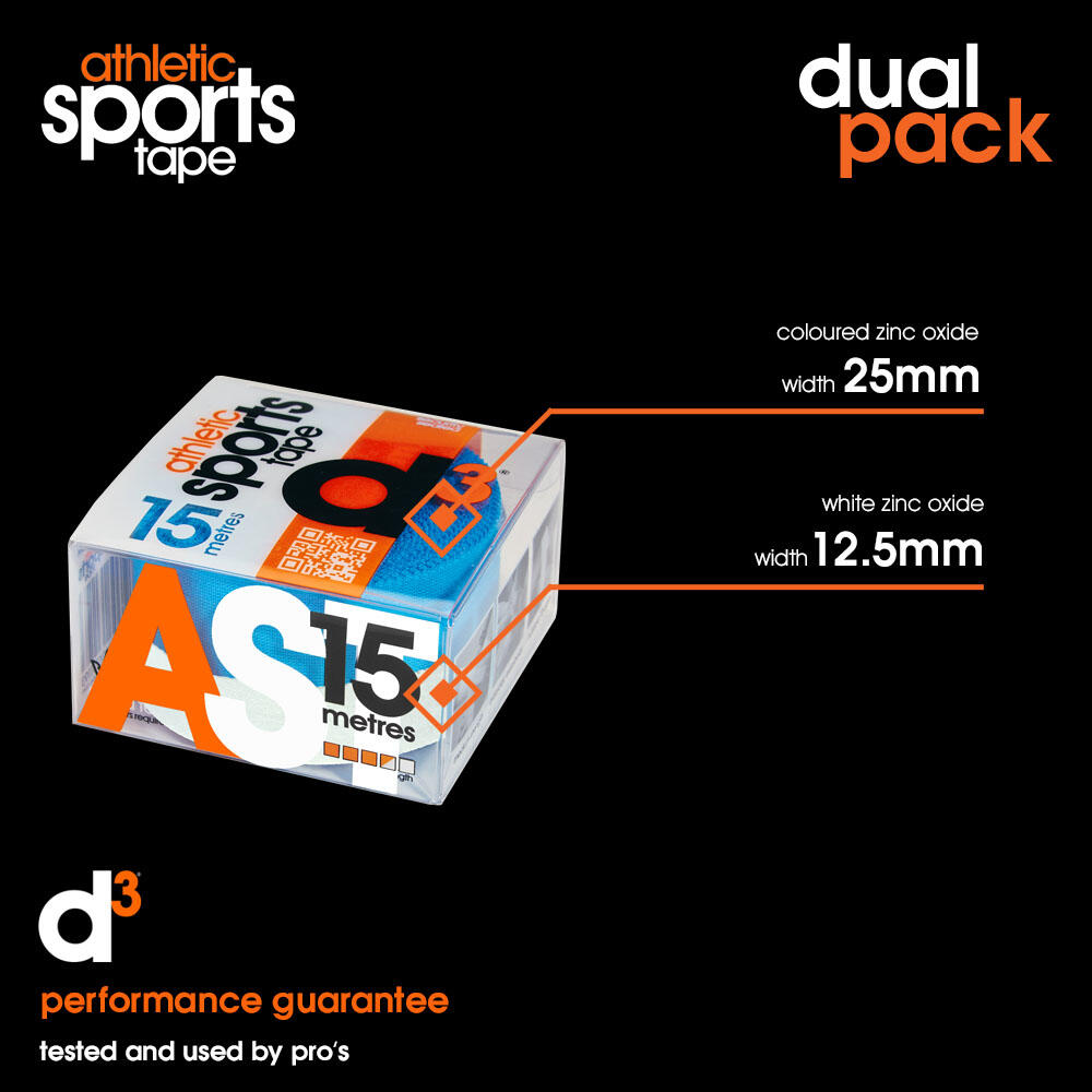 Athletic Sports Tape Zinc Oxide Dual Roll 25mm + 12.5mm - Black - 6 Pack 5/6
