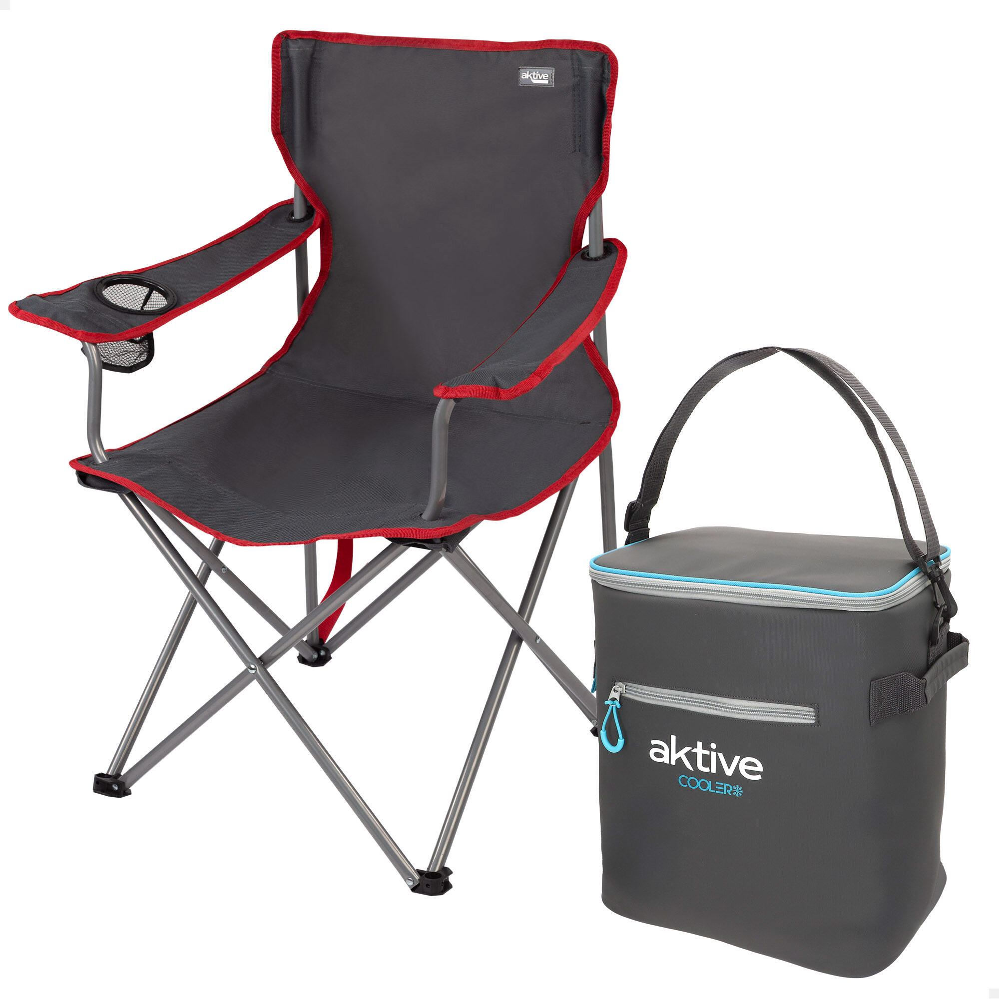 Aktive pack camping com cadeira dobrável + saco térmico 23l (2 peças)