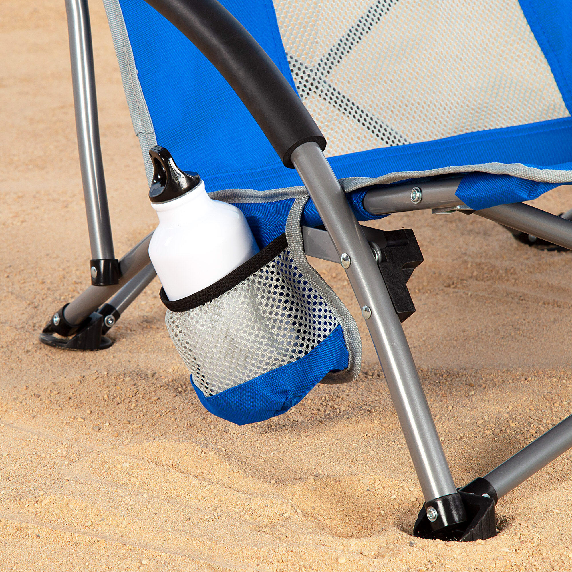 Aktive Confezione da 4 sedie da spiaggia pieghevoli 50x51x67 cm blu con tasca 3/7