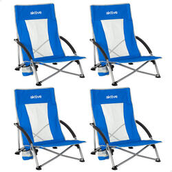 Aktive Lot de 4 chaises de plage pliantes 50x51x67 cm bleu avec poche