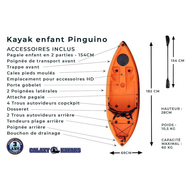 Kayak pour enfant Rigide Pinguino avec pagaie, trappe, 50 kg de charge max.