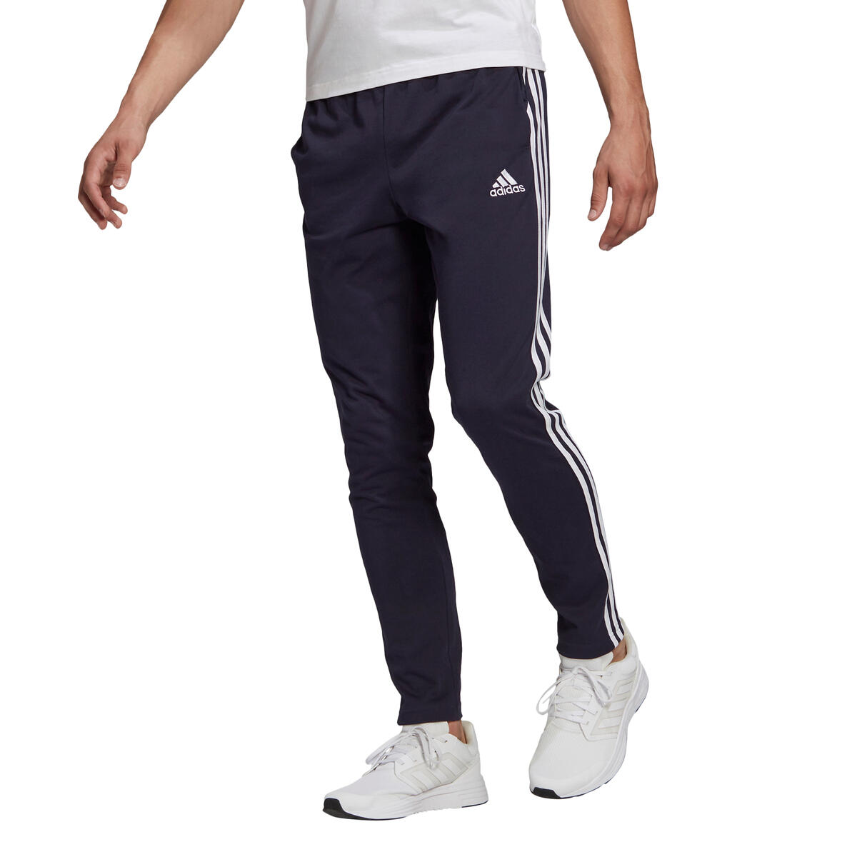 Pantalón Essentials Single Jersey Tapered Open Hem 3-Stripes Talla S Azul - GK8… 3/7