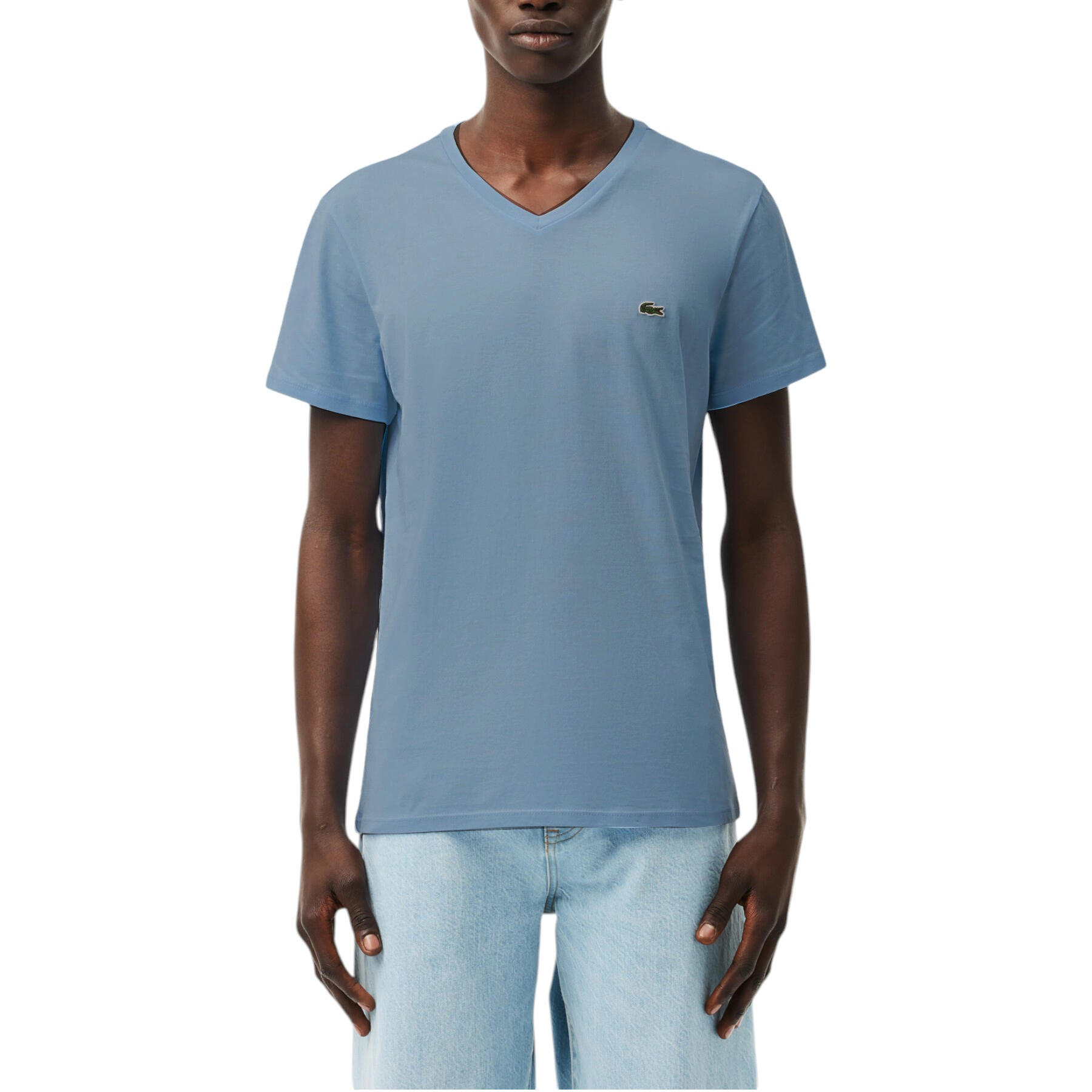  Lacoste TH6710 Mens V Neck T Shirt PIMA Casual Short Sleeve Summer Cotton Tee 1/2