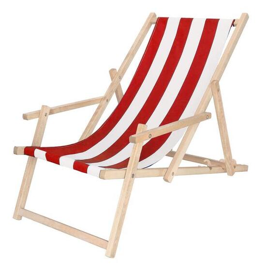 Leżak turystyczny Springos drewniany z podłokietnikami