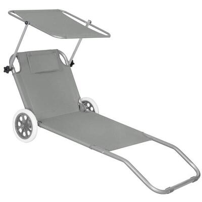 Leżak turystyczny Springos z kółkami i daszkiem składany