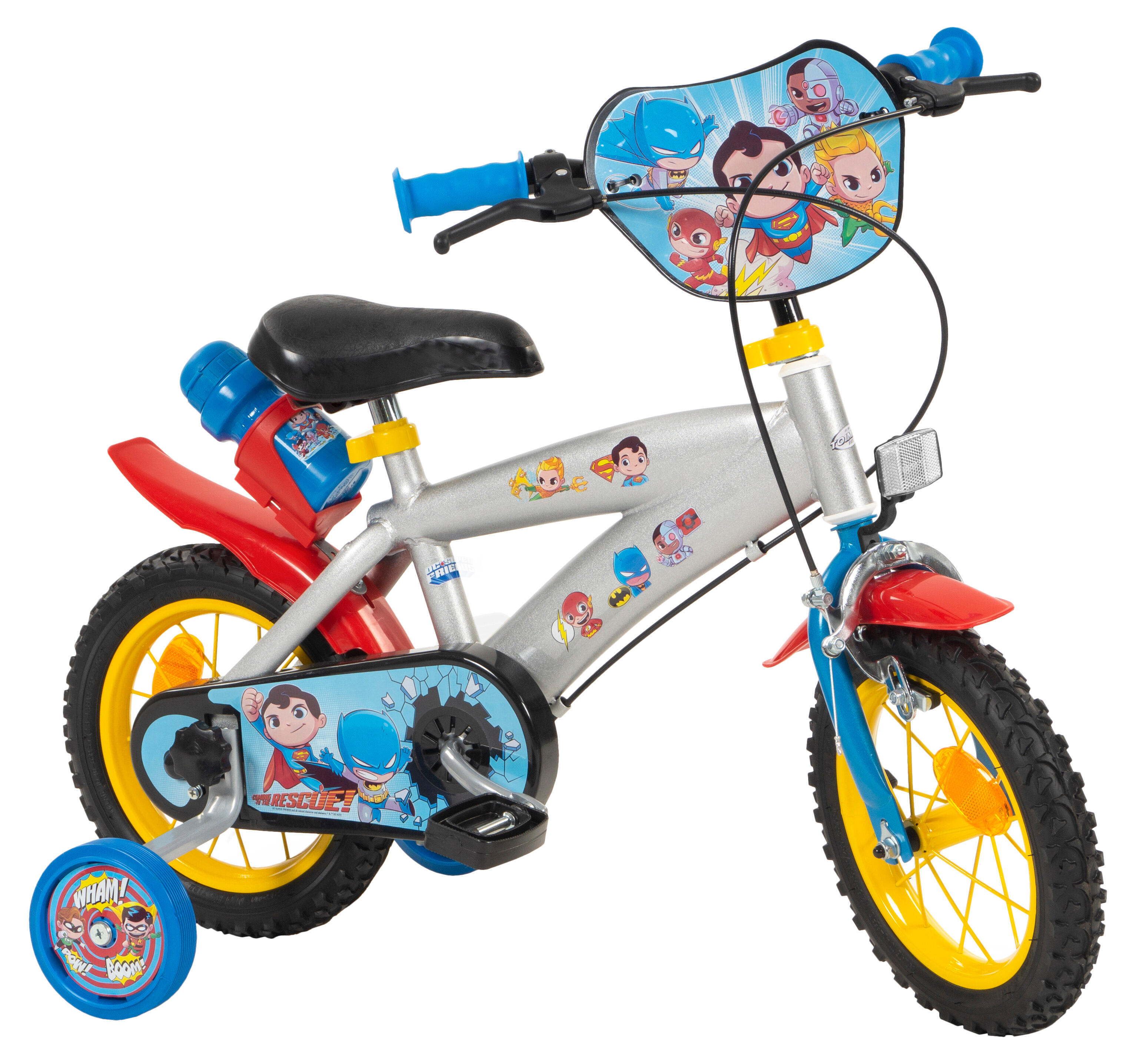 Bicicleta infantil dc friends de 12" com garrafa