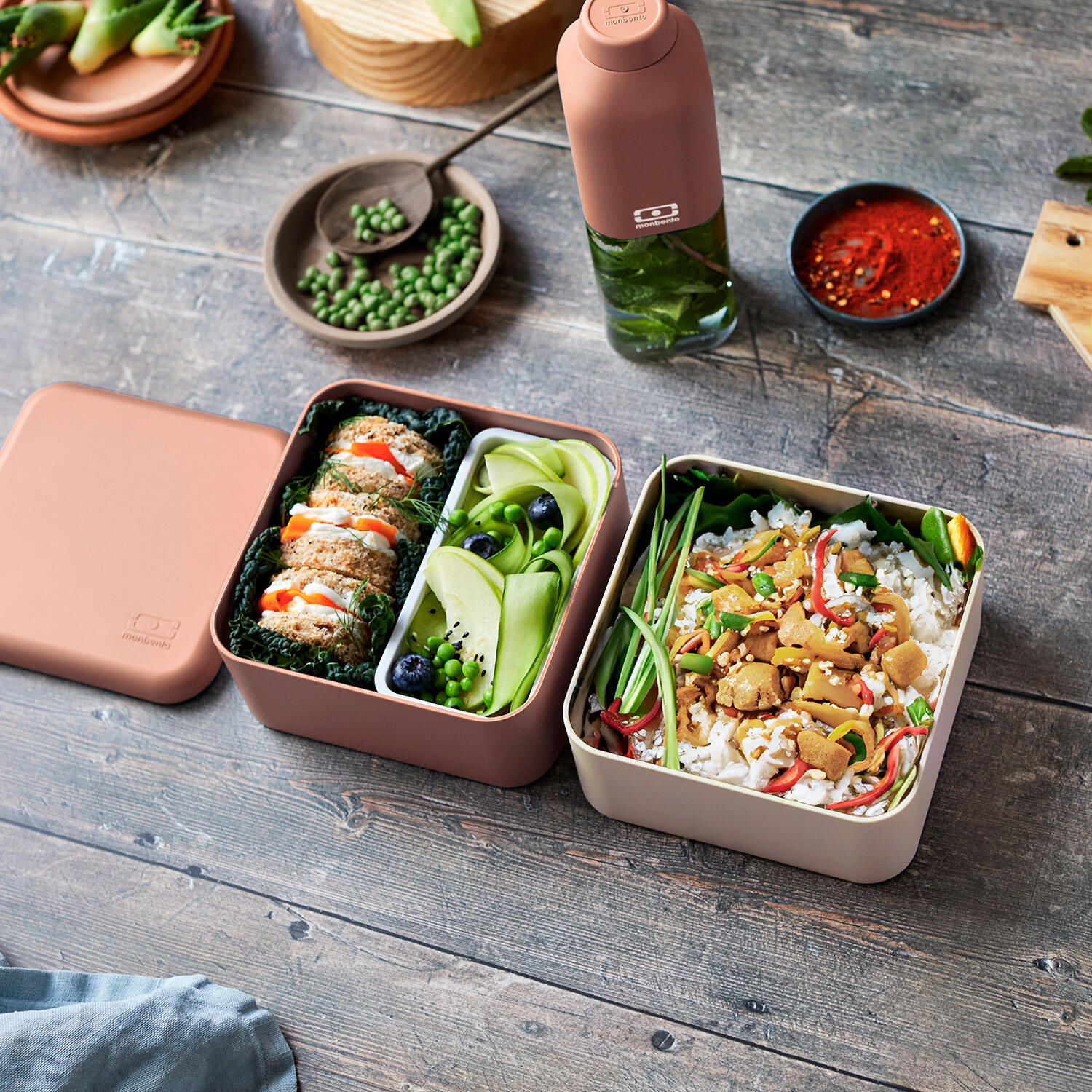 Boite repas 2x850ml - 1,7L| Adulte |Bureau, pique-nique|Made in France|Square 5/6
