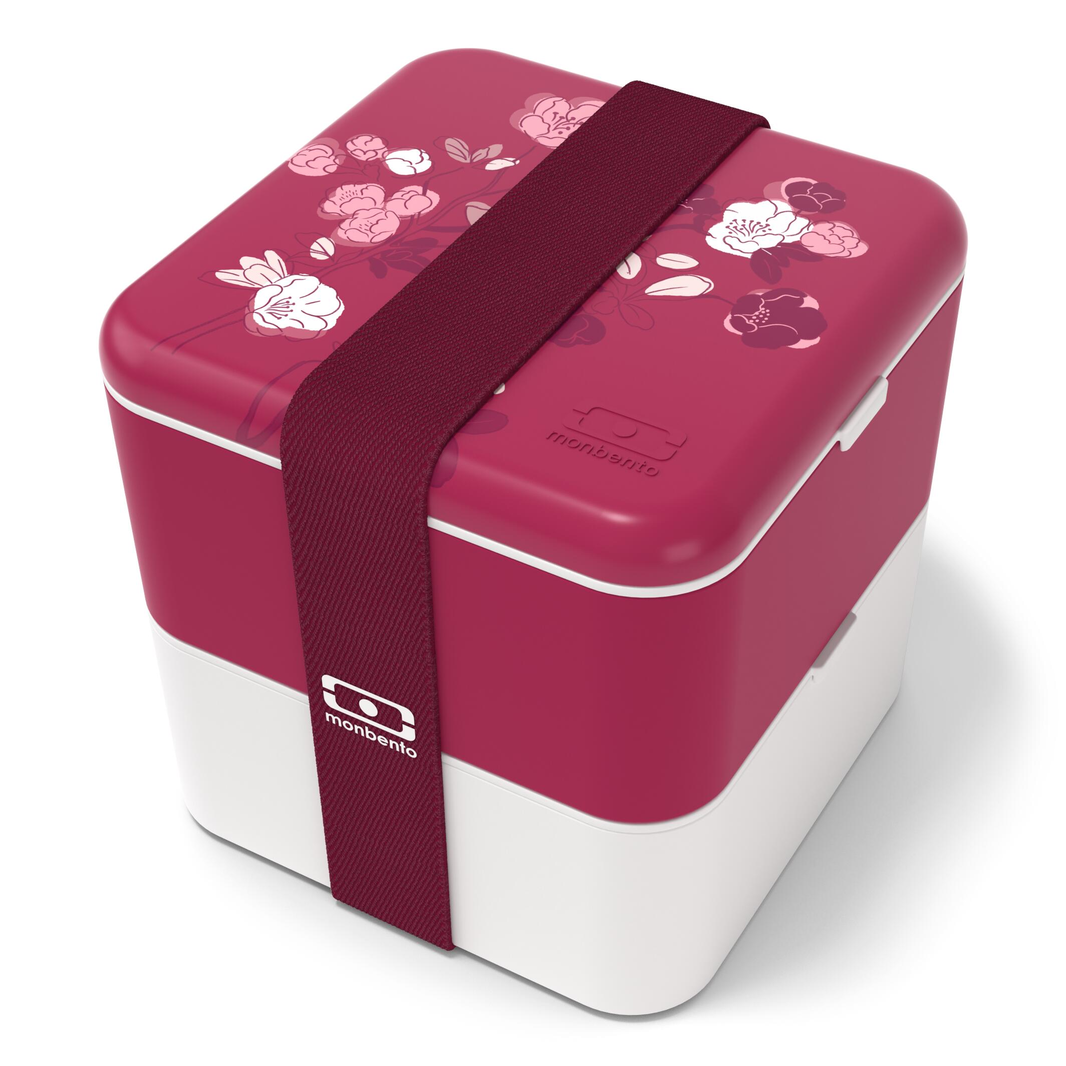 Monbento - Boite Repas 2x850ml - 1,7l| Adulte |bureau, Pique-nique|made In France|square - Lunchbox - Blanc|rose - Decathlon