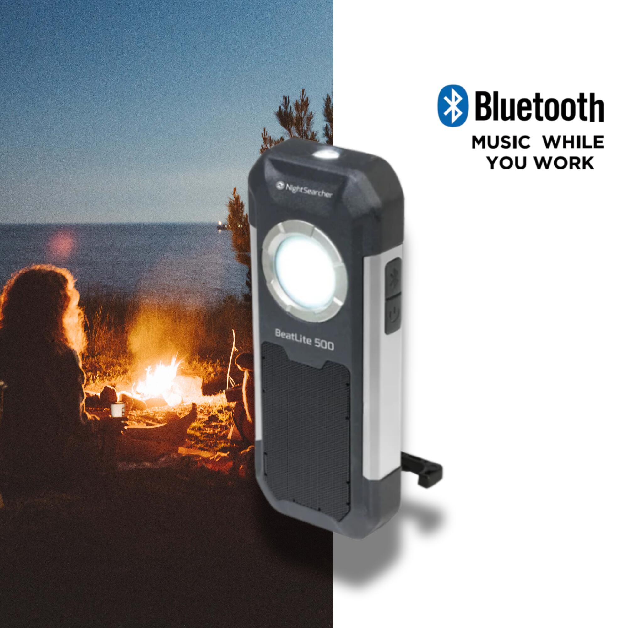 NIGHTSEARCHER BeatLite 500 LED Flood Light with Bluetooth Speaker