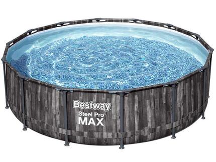 Piscine tubulaire Steel Pro Max décor bois ronde 4,27 x 1,07 m