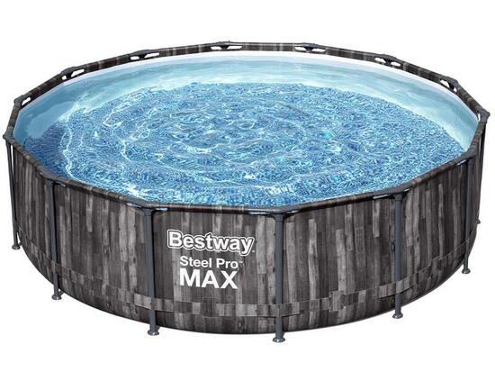 Piscine tubulaire Steel Pro Max décor bois ronde 4,27 x 1,07 m