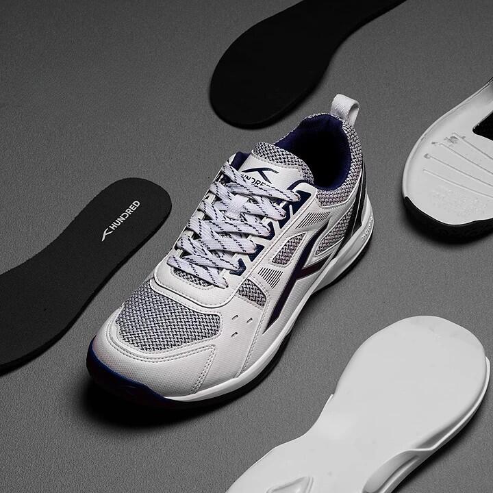Hundred RAZE Badminton Schuh (Weiß/Navy Blau, UK 9/US 10/EU 43) 2/7