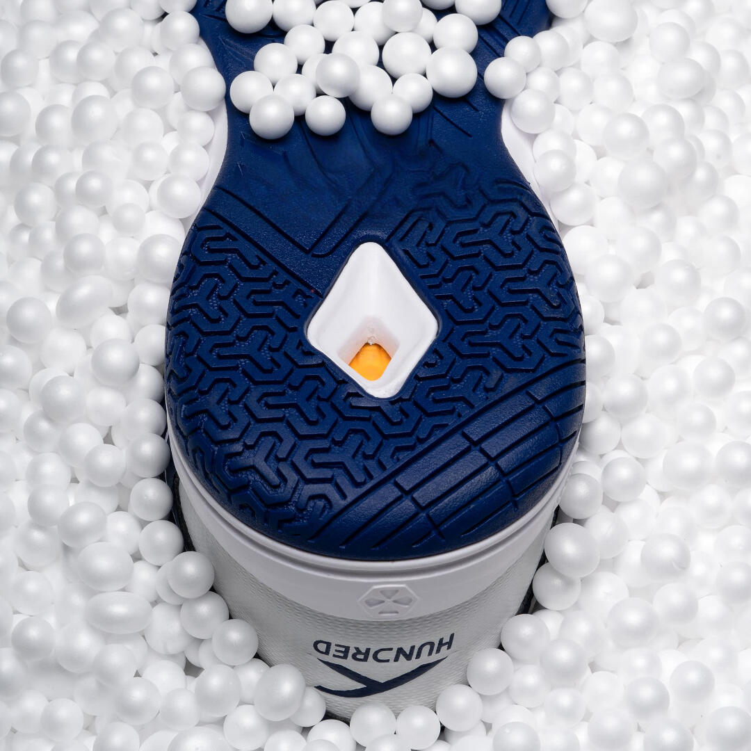 Hundred RAZE Badminton Schuh (Weiß/Navy Blau, UK 9/US 10/EU 43) 6/7