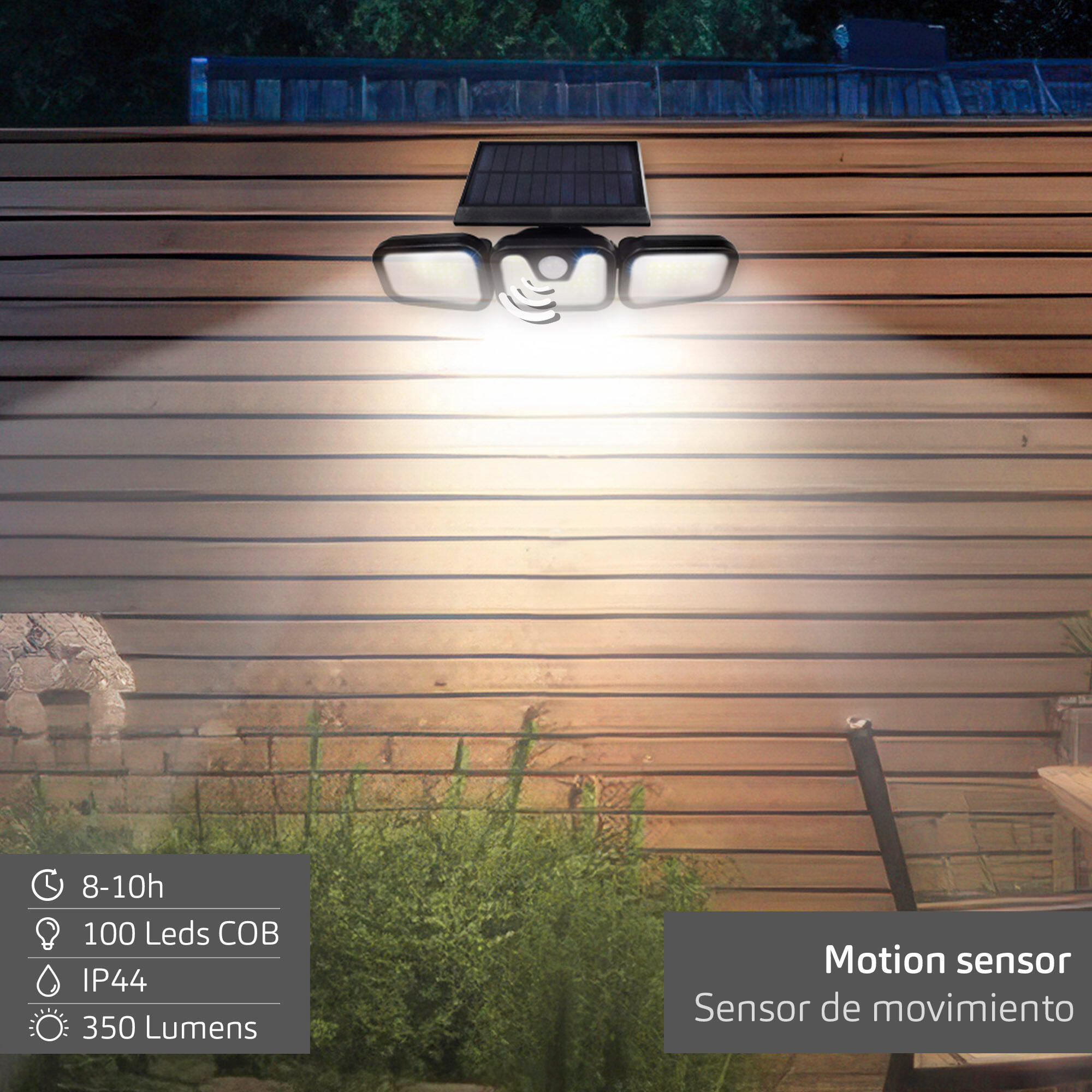 Aktive Pack 4 apliques solares LED com sensor de movimento 3/7