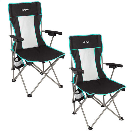 Aktive Lot de 2 chaises de camping pliantes de luxe 60x57x41 cm noires