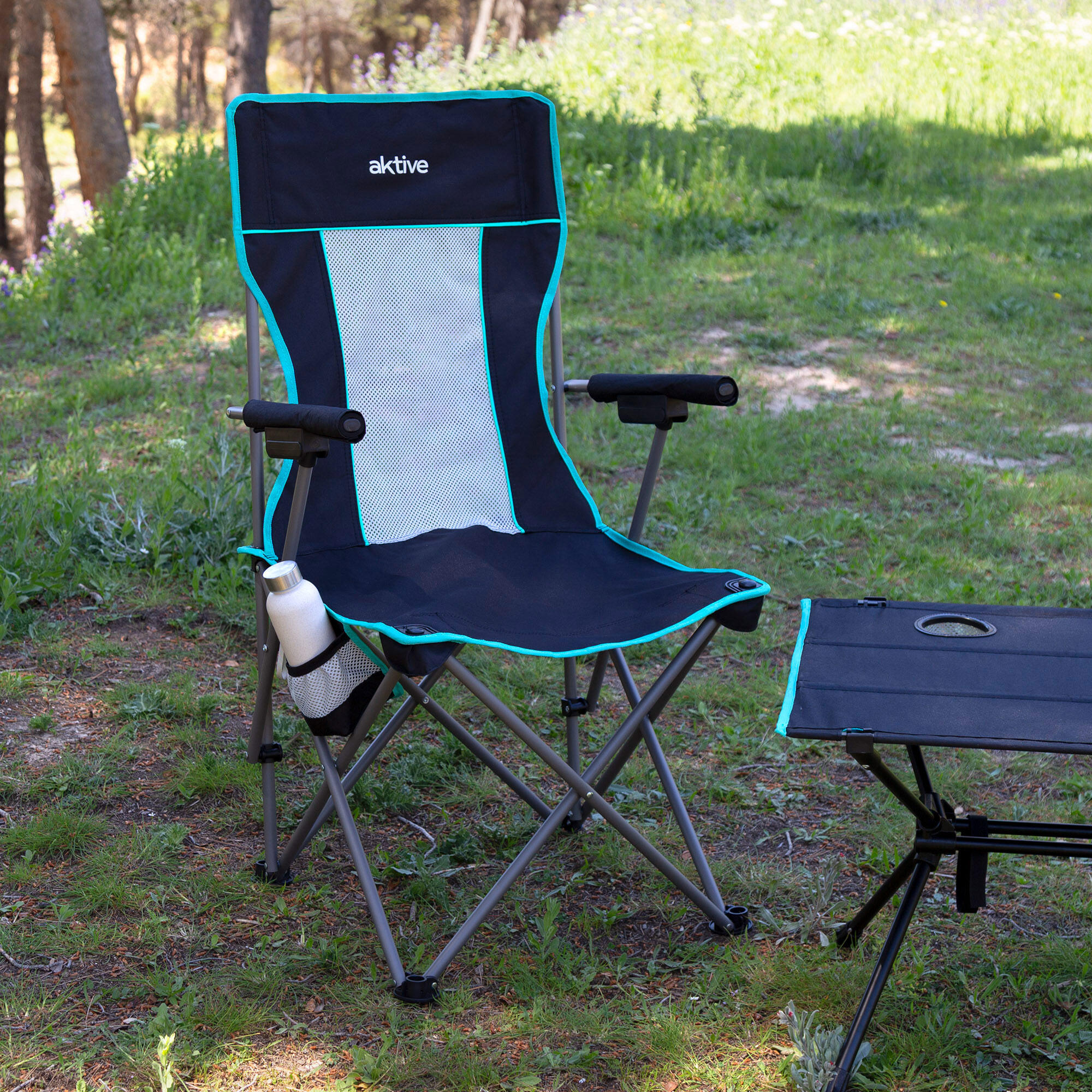 Aktive Confezione da 2 sedie da campeggio pieghevoli deluxe 60x57x41 cm nere 3/7