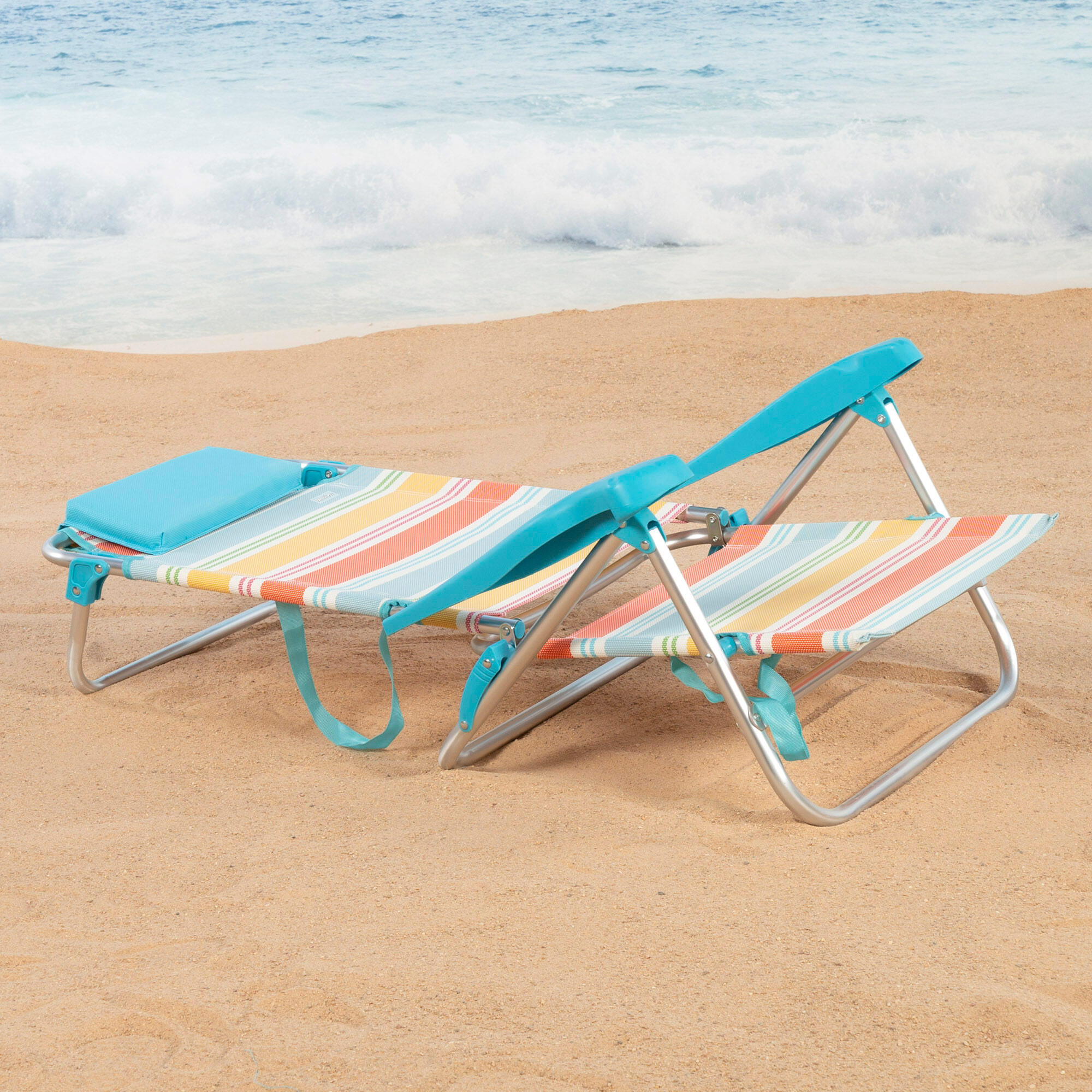 Aktive Confezione da 2 sedie da spiaggia pieghevoli 48x60x90 cm multicolori 3/7