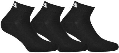 Fila regulärer Fit 3-Pack-schwarzen Socken, Größe 43-46