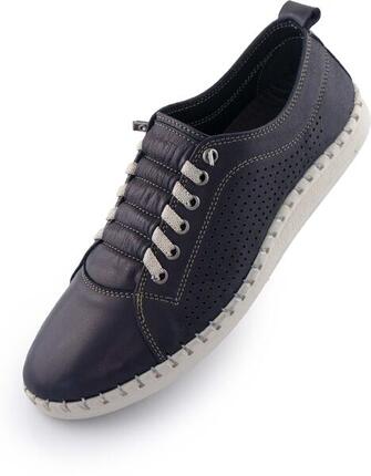 Zapatillas de cuero elegantes para mujeres en Navy 40