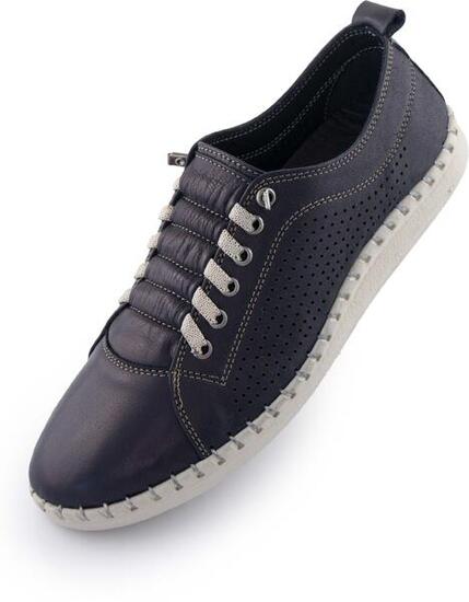 Zapatillas de cuero elegantes para mujeres en Navy 40