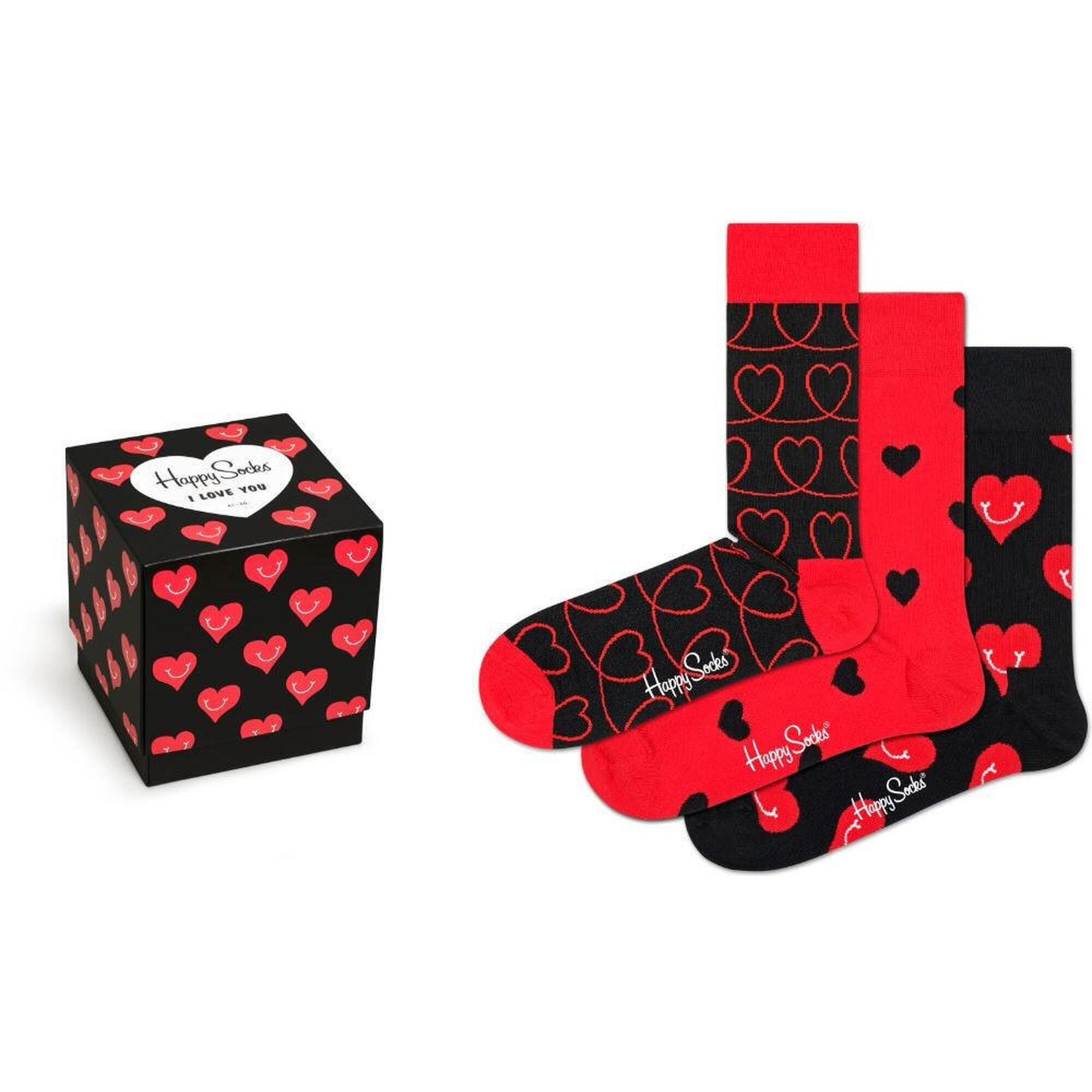 Happy Socks pudełko prezentowe 3 pary - Kocham cię 41-46